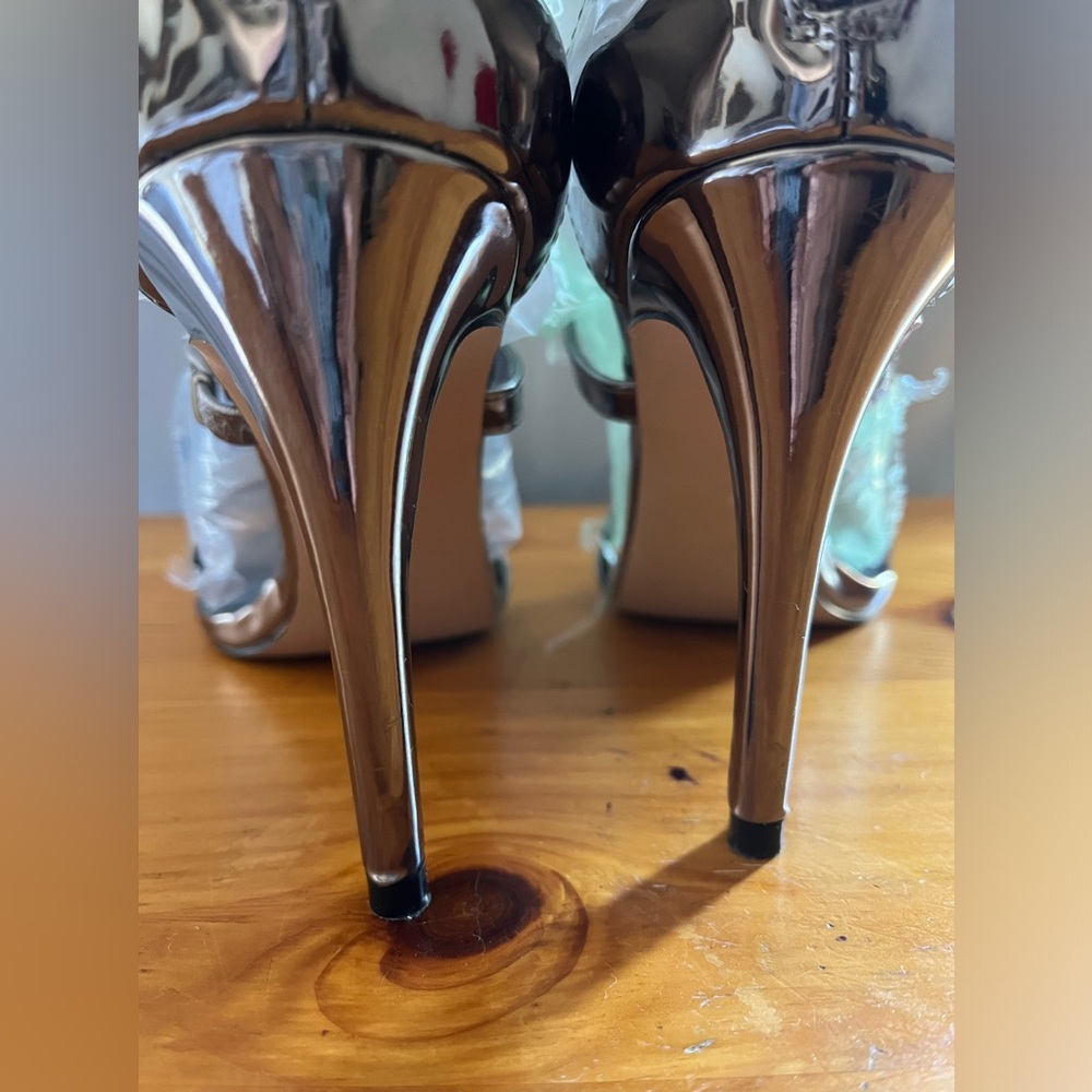 Steve Madden Metallic Double Strap Heels - Picture 4 of 8
